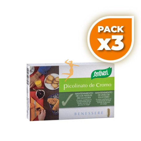 Pack 3x PICOLINATO DE CROMO CÁPSULAS 16Gr. SANTIVERI