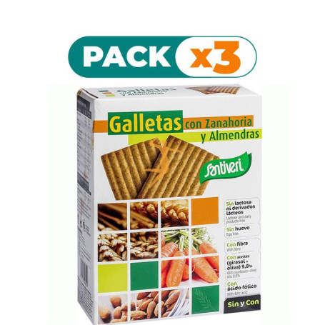 Pack 3x GALLETAS DE ZANAHORIA Y ALMENDRAS 240Gr. SANTIVERI