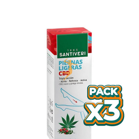 Pack 3x GEL PIERNAS LIGERAS CON CBD 100ML SANTIVERI