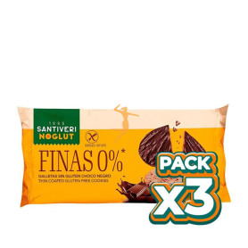 Pack 3x GALLETA FINA 0% SIN GLUTEN CHOCOLATE NEGRO 90G SANTIVERI
