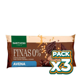 Pack 3x GALLETA FINA 0% AVENA CHOCOLATE NEGRO 90G SANTIVERI