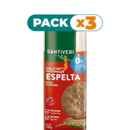 Pack 3x GALLETAS INTEGRALES ESPELTA 0% 180G SANTIVERI