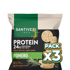 Pack 3x MINI TORTITAS 24% PROTEÍNA CON ROMERO 50G SANTIVERI