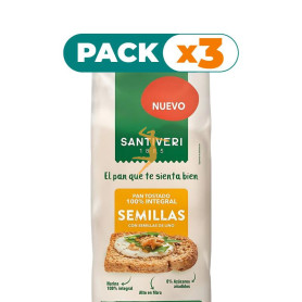 Pack 3x PAN TOSTADO 100% INTEGRAL SEMILLAS 200G SANTIVERI