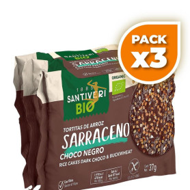 Pack 3x TORTITAS DE ARROZ SARRACENI Y CHOCOLATE NEGRO BIO 37G SANTIVERI