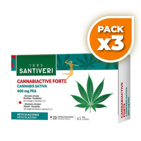 Pack 3x CANNABIACTIVE FORTE 20 CÁPSULAS BLANDAS SANTIVERI