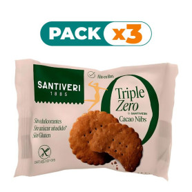 Pack 3x GALLETAS NIBS DE CACAO TRIPLE ZERO 3 UNIDADES SANTIVERI