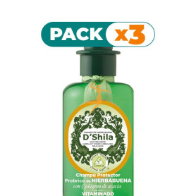 Pack 3x CHAMPÚ PROTEICO DE HIERBABUENA 300Ml. SHILA