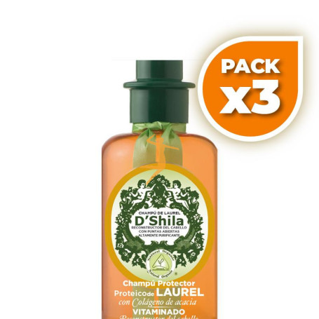 Pack 3x CHAMPÚ PROTEICO DE LAUREL 300Ml. SHILA