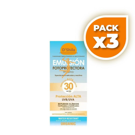 Pack 3x EMULSION FOTOPROTECTORA SPRAY SPF30 200Ml SHILA