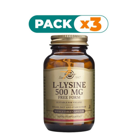 Pack 3x L-LISINA 500 MG 50 CAPSULAS VEGETALES SOLGAR