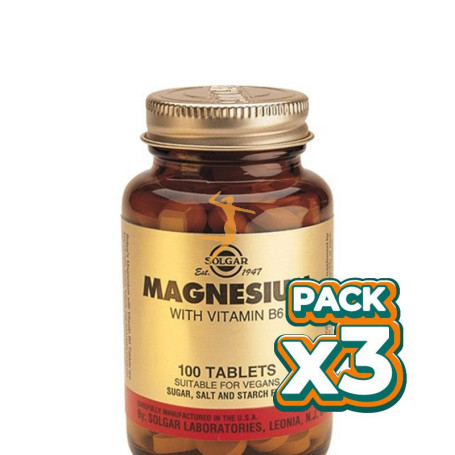 Pack 3x MAGNESIO + VIT. B6 100COMP. SOLGAR