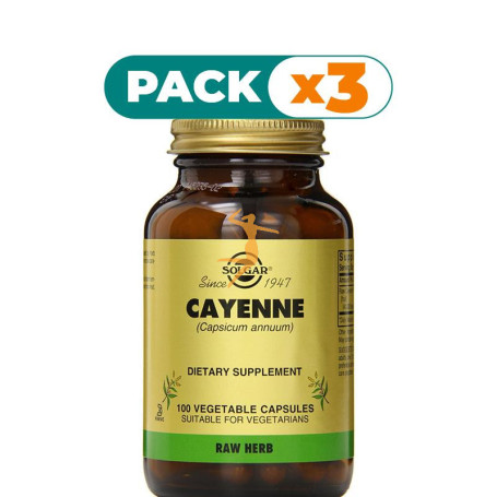 Pack 3x CAYENA 100 CÁPSULAS VEGETALES SOLGAR