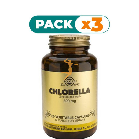 Pack 3x CLORELLA 100 CÁPSULAS VEGETALES SOLGAR