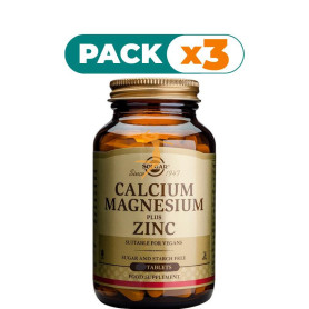 Pack 3x CALCIO / MAGNESIO PLUS ZINC 100 CÁPSULAS SOLGAR