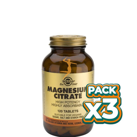 Pack 3x CITRATO DE MAGNESIO 120 CÁPSULAS SOLGAR