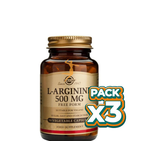 Pack 3x L-ARGININA 500Mg. 50 CÁPSULAS SOLGAR