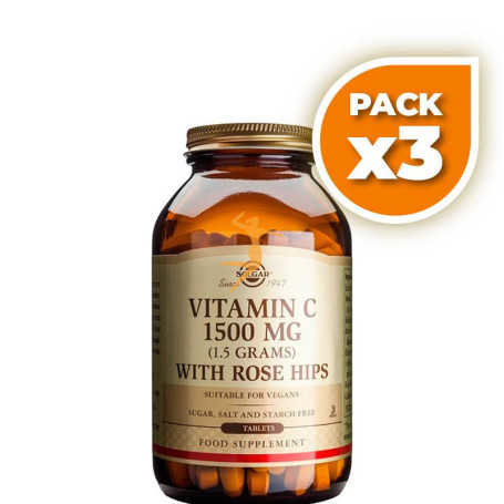 Pack 3x ROSE HIPS C 1.500Mg. 180 CÁPSULAS SOLGAR