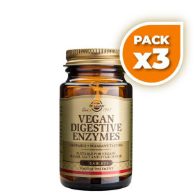 Pack 3x VEGAN ENZIMAS DIGESTIVAS 50 CÁPSULAS MASTICABLES SOLGAR