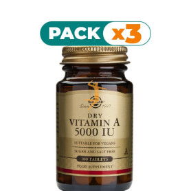 Pack 3x VITAMINA A SECA 100 CÁPSULAS SOLGAR