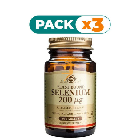 Pack 3x SELENIO EN LEVADURA 200Mcg. 50 CÁPSULAS SOLGAR