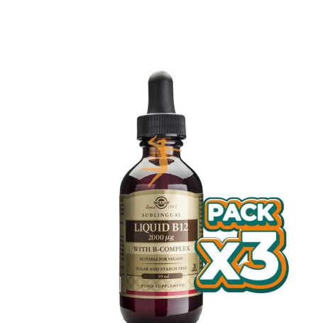 Pack 3x VITAMINA B12 LÍQUIDA CON B-COMPLEX 59Ml. SOLGAR