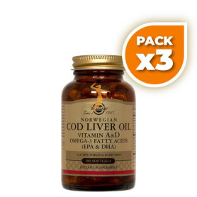 Pack 3x ACEITE HÍGADO BACALAO 100 CÁPSULAS SOLGAR