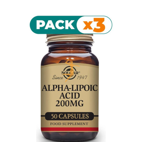 Pack 3x ACIDO ALFA LIPOICO 200MG 50 CAP VEGETALES SOLGAR