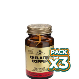 Pack 3x COBRE QUELADO 100 CÁPSULAS SOLGAR