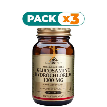 Pack 3x GLUCOSAMINA CLORHIDRATO 60 CÁPSULAS SOLGAR