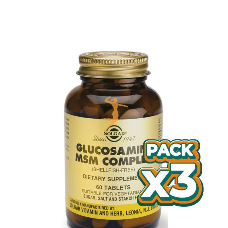 Pack 3x GLUCOSAMINA MSM COMPLEX 60 CÁPSULAS SOLGAR