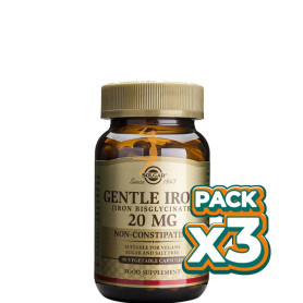 Pack 3x HIERRO GENTLE 180 CÁPSULAS VEGETALES SOLGAR