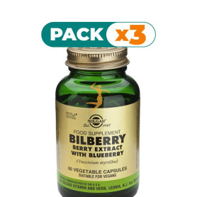 Pack 3x MIRTILO EXTRACTO DE BAYA 60 CAPSULAS VEGETALES SOLGAR