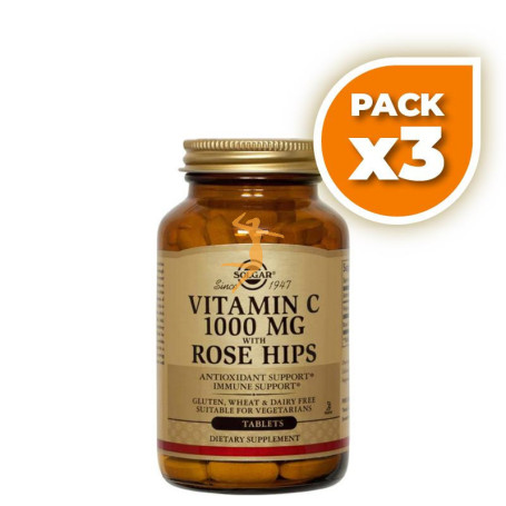 Pack 3x ROSE HIPS C 1000 MG 250 CÁPSULAS SOLGAR