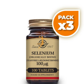 Pack 3x SELENIO 100Mcg. 100 COMPRIMIDOS SOLGAR