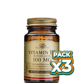 Pack 3x VITAMINA B2 100 CÁPSULAS VEGETALES SOLGAR