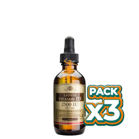 Pack 3x VITAMINA D3 LÍQUIDA 2500UI (62,5Mcg.) 59Ml. SOLGAR