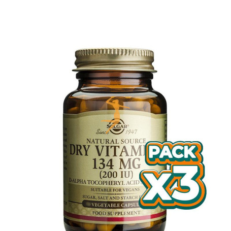 Pack 3x VITAMINA E SECA 200UI 50 CÁPSULAS VEGETALES SOLGAR