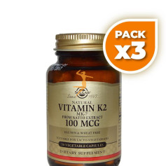 Pack 3x VITAMINA K2 100MCG. 50 CÁPSULAS VEGETALES SOLGAR