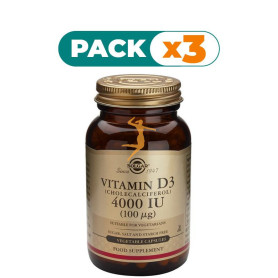 Pack 3x VITAMINA D3 4000UI 60 CAPSULAS SOLGAR