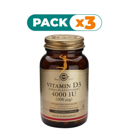 Pack 3x VITAMINA D3 4000UI 60 CAPSULAS SOLGAR
