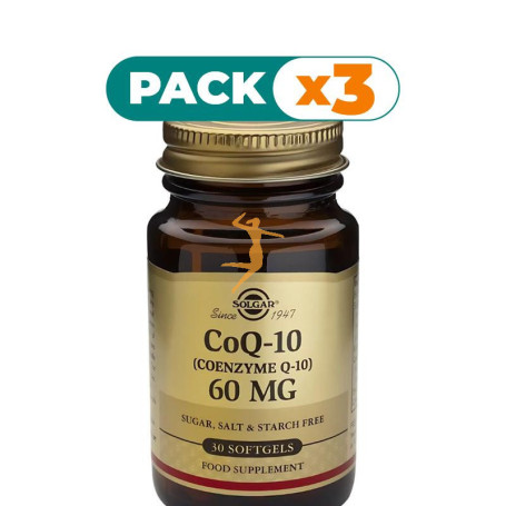 Pack 3x COENZIMA Q10 EN ACEITE 60MG 30 PERLAS SOLGAR
