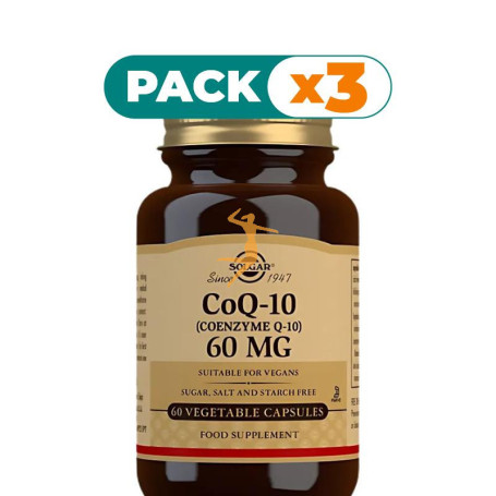 Pack 3x COENZIMA Q10 60MG 60 CÁPSULAS VEGETALES SOLGAR