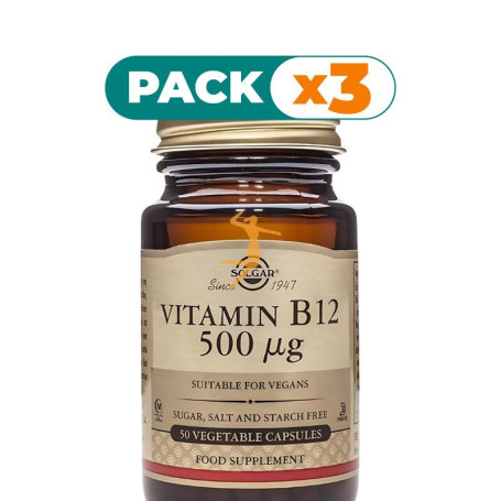 Pack 3x VITAMINA B12 500MCG 50 CÁPSULAS SOLGAR