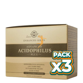 Pack 3x ACIDOPHILUS PLUS AVANZADO 120 CÁPSULAS SOLGAR