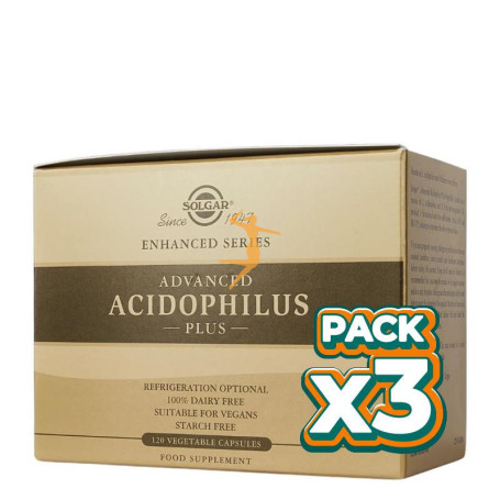 Pack 3x ACIDOPHILUS PLUS AVANZADO 120 CÁPSULAS SOLGAR
