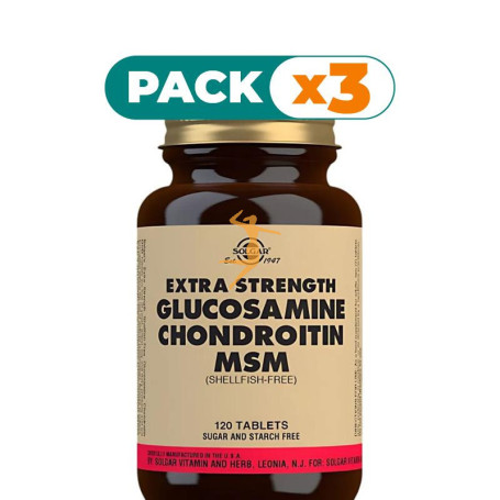 Pack 3x GLUCOSAMINA CONDROITINA MSM 120 COMPRIMIDOS SOLGAR