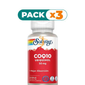 Pack 3x UBIQUINOL COQ-10 50Mg. 30 PERLAS SOLARAY