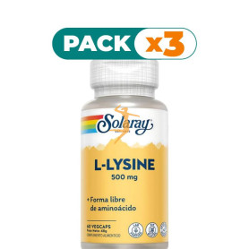 Pack 3x L-LYSINE 500Mg. 60 CÁPSULAS SOLARAY