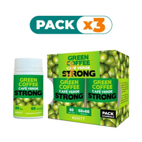 Pack 3x CAFÉ VERDE STRONG PACK ECONÓMICO 60+60 CÁPSULAS NOVITY